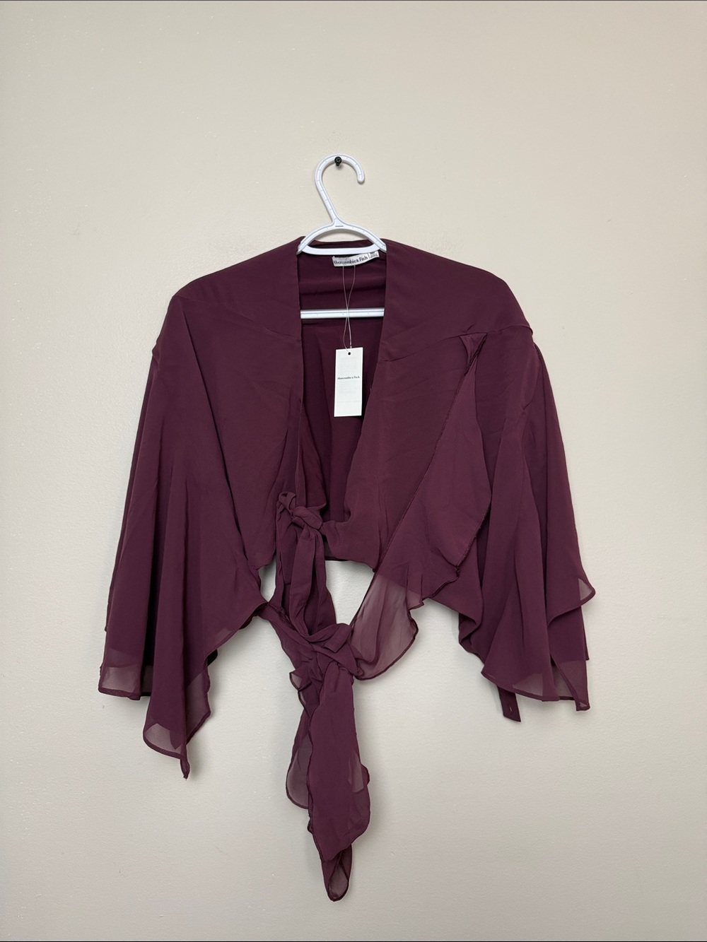 Abercrombie & Fitch Plum Draped Tie-Front Shrug size M